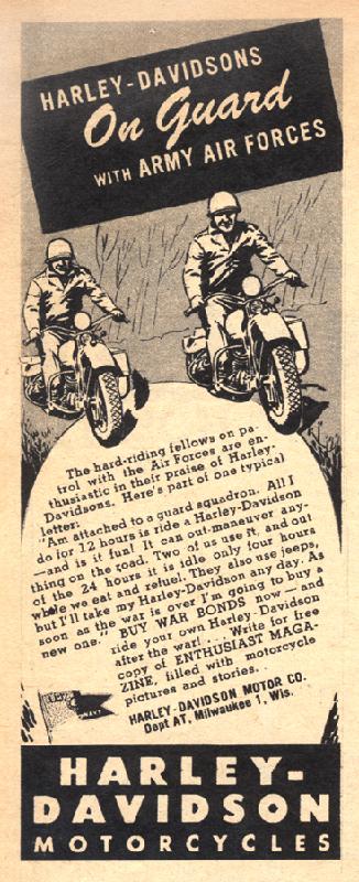 Harley-Davidson magazine ads from 1940s